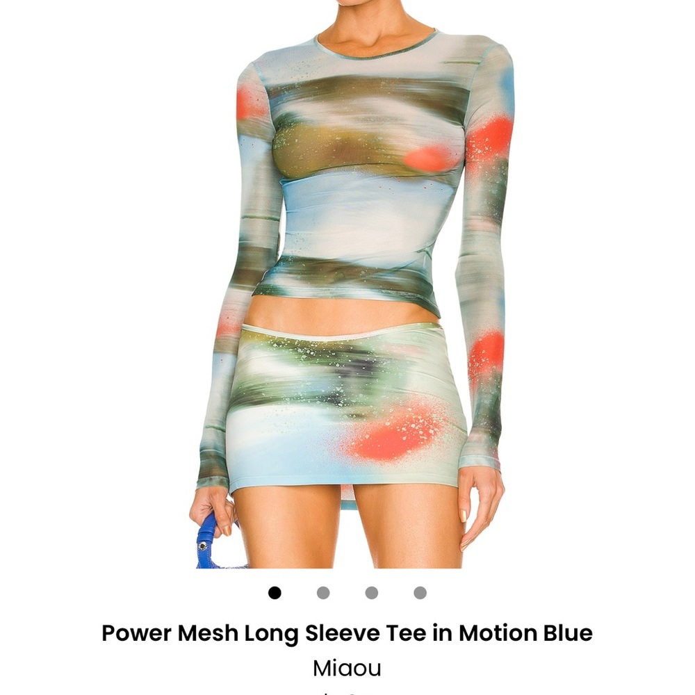 NWT Miaou power mesh long sleeve tee in motion blue size small